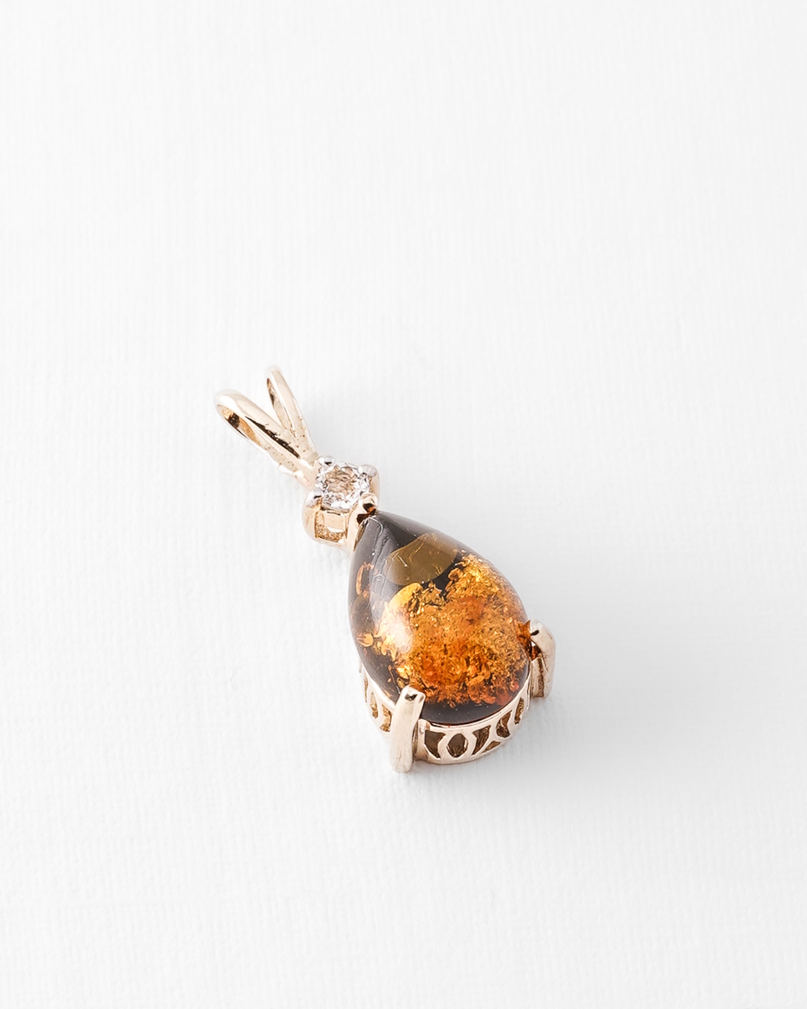 Grace | Vintage Amber & Diamond Pendant