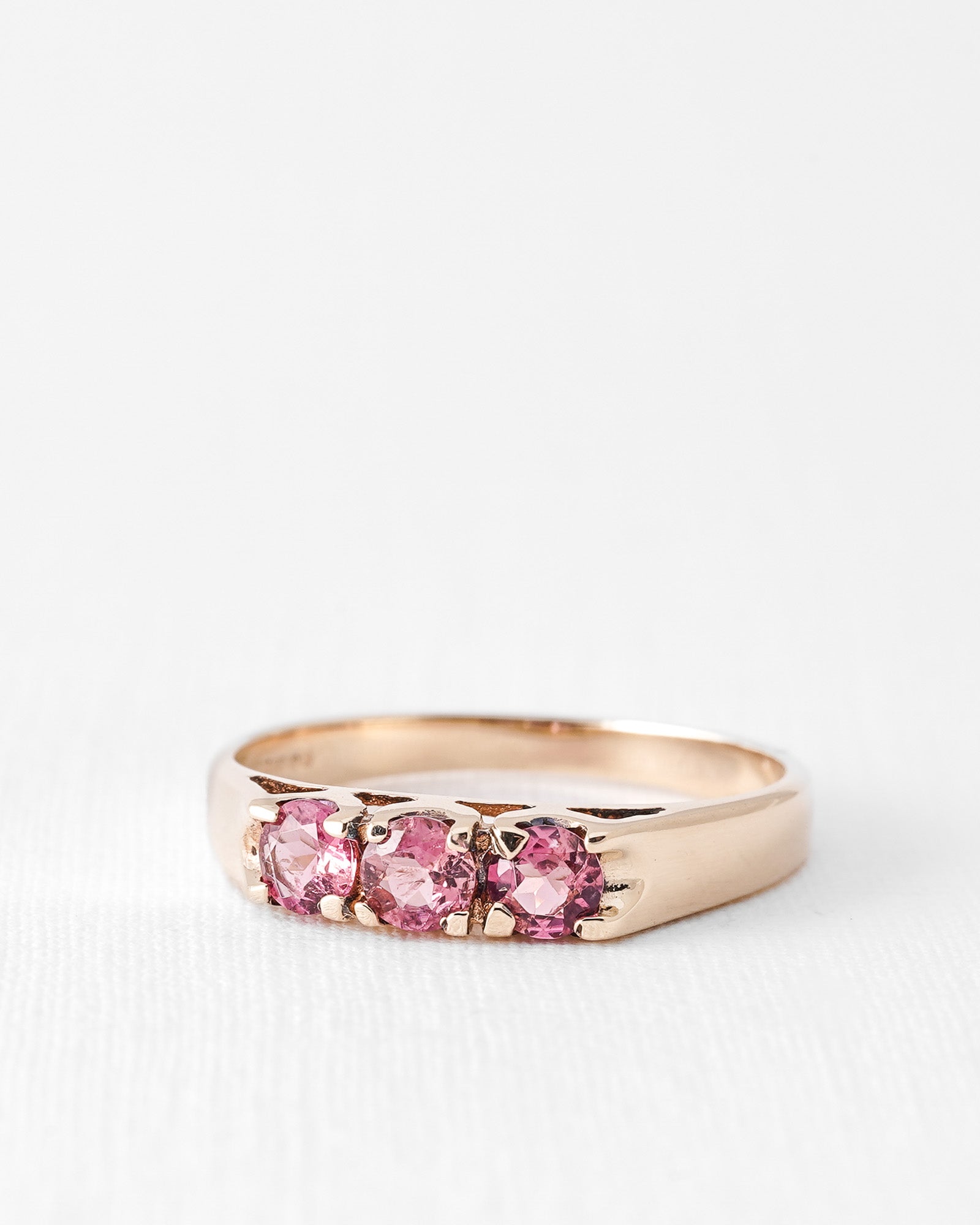 Nora | Vintage Pink Topaz Three Stone