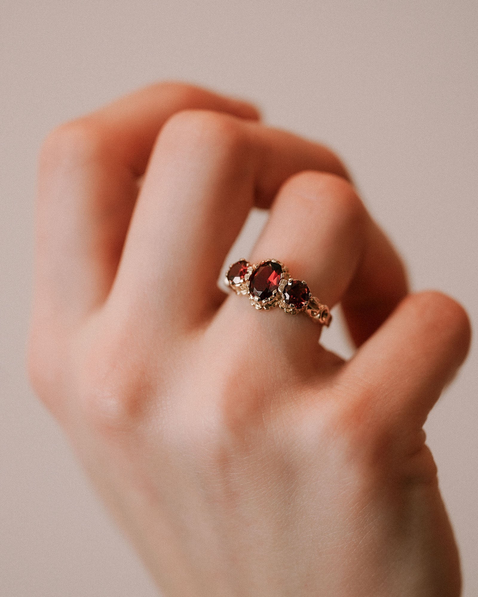 Gina | Vintage Garnet Three Stone