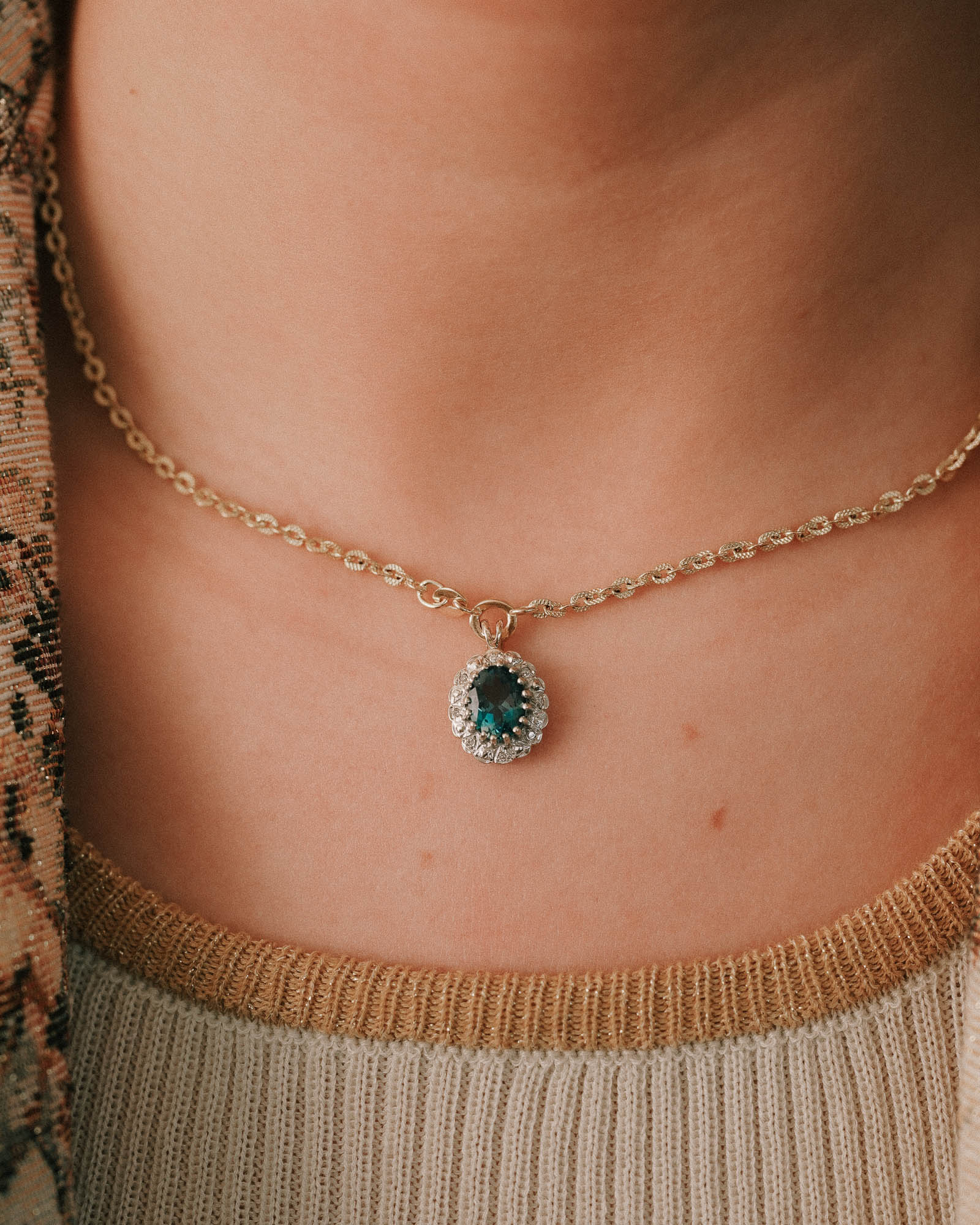 Adelise | Vintage Topaz & Diamond Pendant