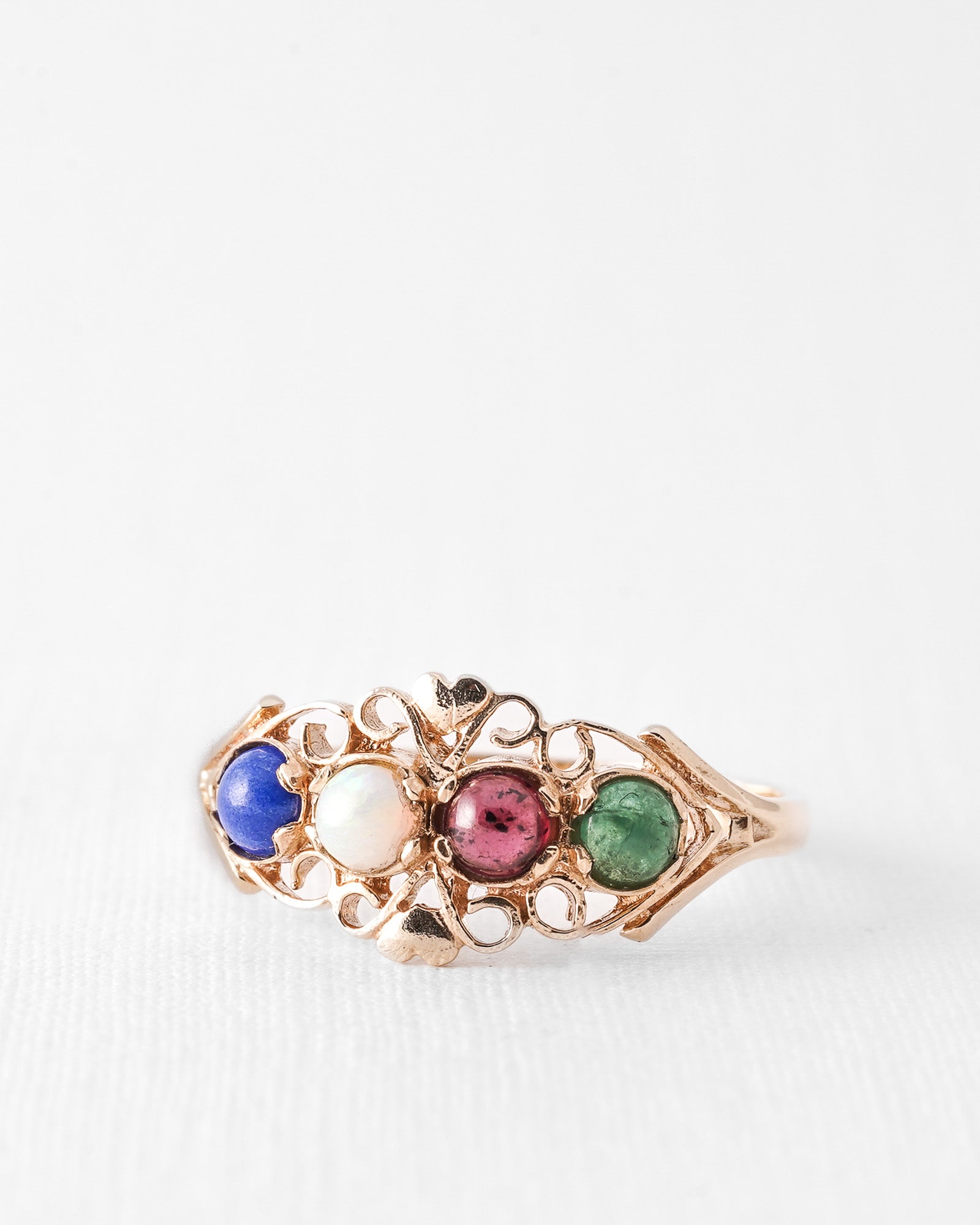 Evora | Vintage Opal & Lapis & Garnet & Emerald